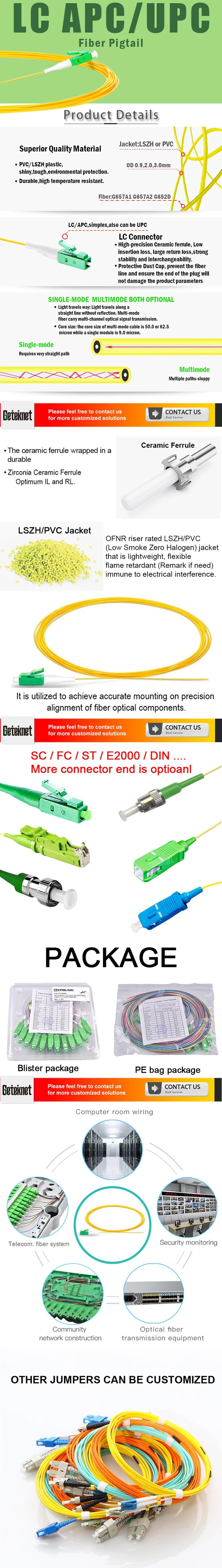 Gcabling Fiber Pigtails 1m 12 Core 1 Core LC APC Patch Cord Fiber Optic Pigtail